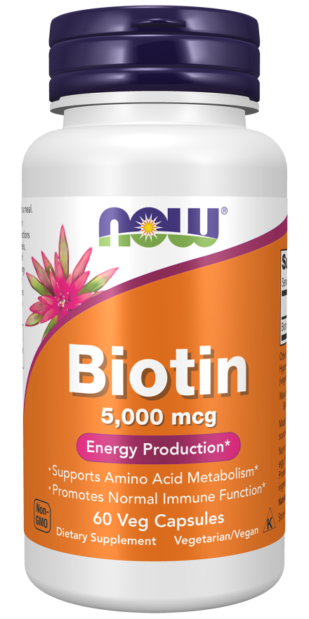 NOW Biotin 5000 mcg (60 capsules) - Healtsy