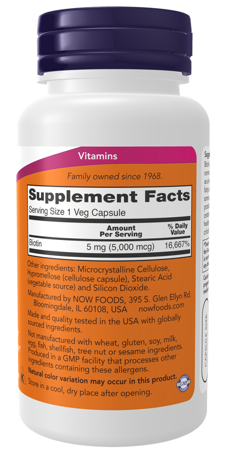 NOW Biotin 5000 mcg (60 capsules) - Healtsy