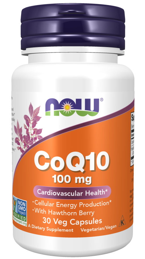 NOW Coenzyme Q10 100mg & Hawthorn (30 vegetable capsules) - Healtsy