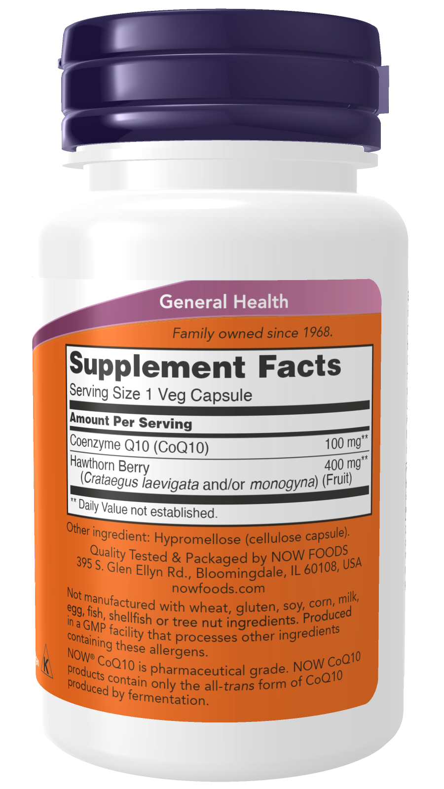 NOW Coenzyme Q10 100mg & Hawthorn (30 vegetable capsules) - Healtsy