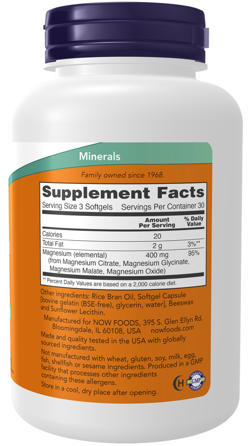 NOW Magnesium Citrate (90 soft capsules) - Healtsy