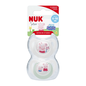 Nuk Star Peppa Pig Silicone Pacifier_ 6 - 18M (Double Pack) – Buy Now at Healtsy