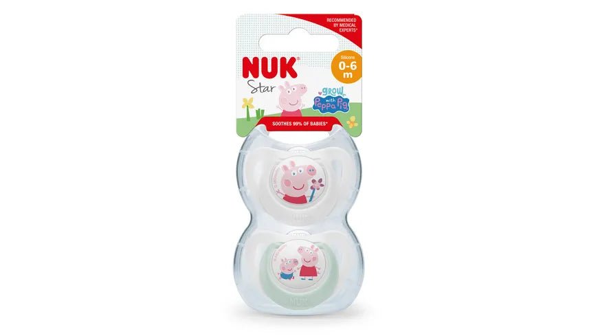 Nuk Star Peppa Pig Silicone Soother_ 0 - 6M (Double Pack) – Buy Now at Healtsy