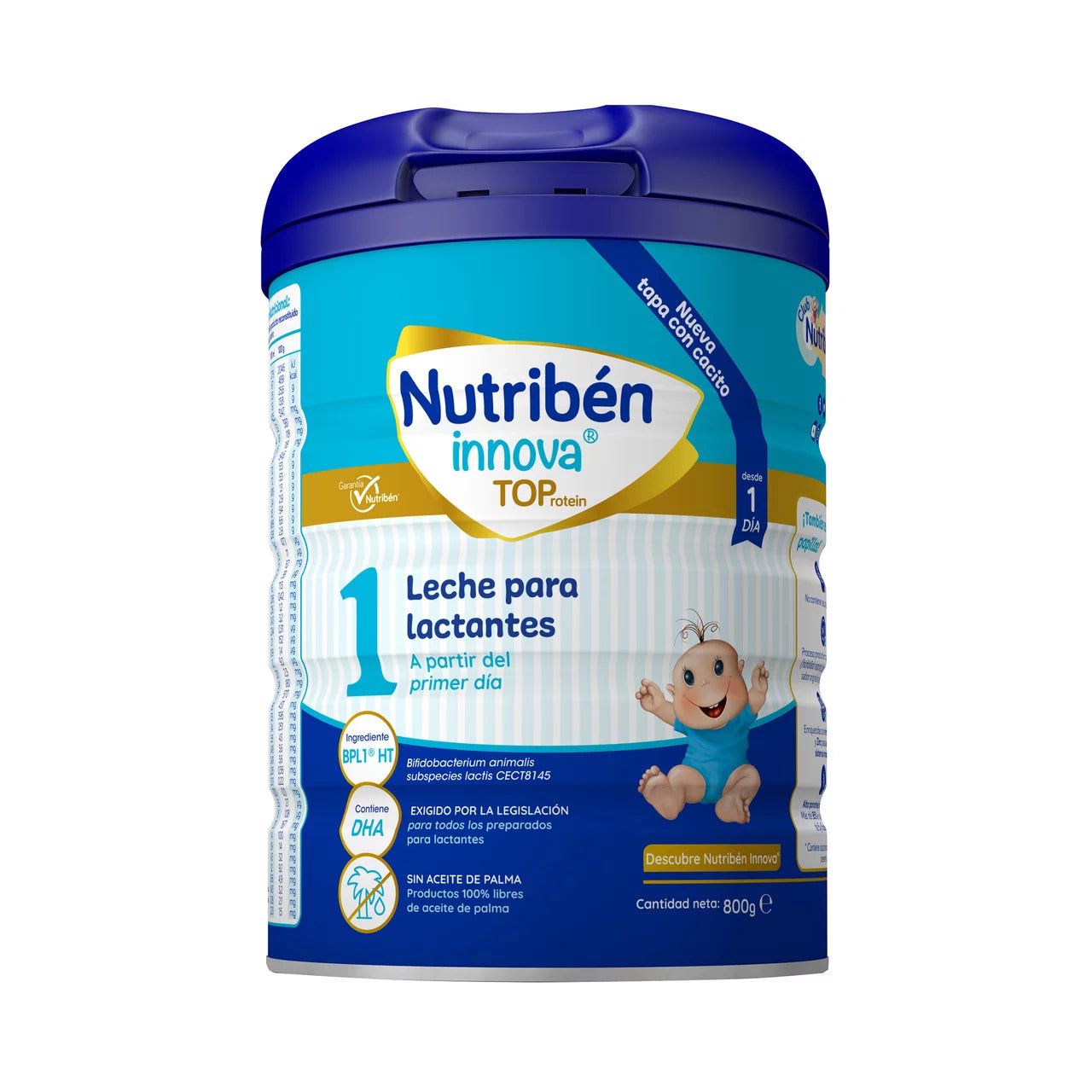 Nutribén innova TOP baby formula powder container on a white background