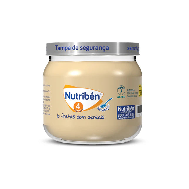 Nutribén baby food jar on a white background