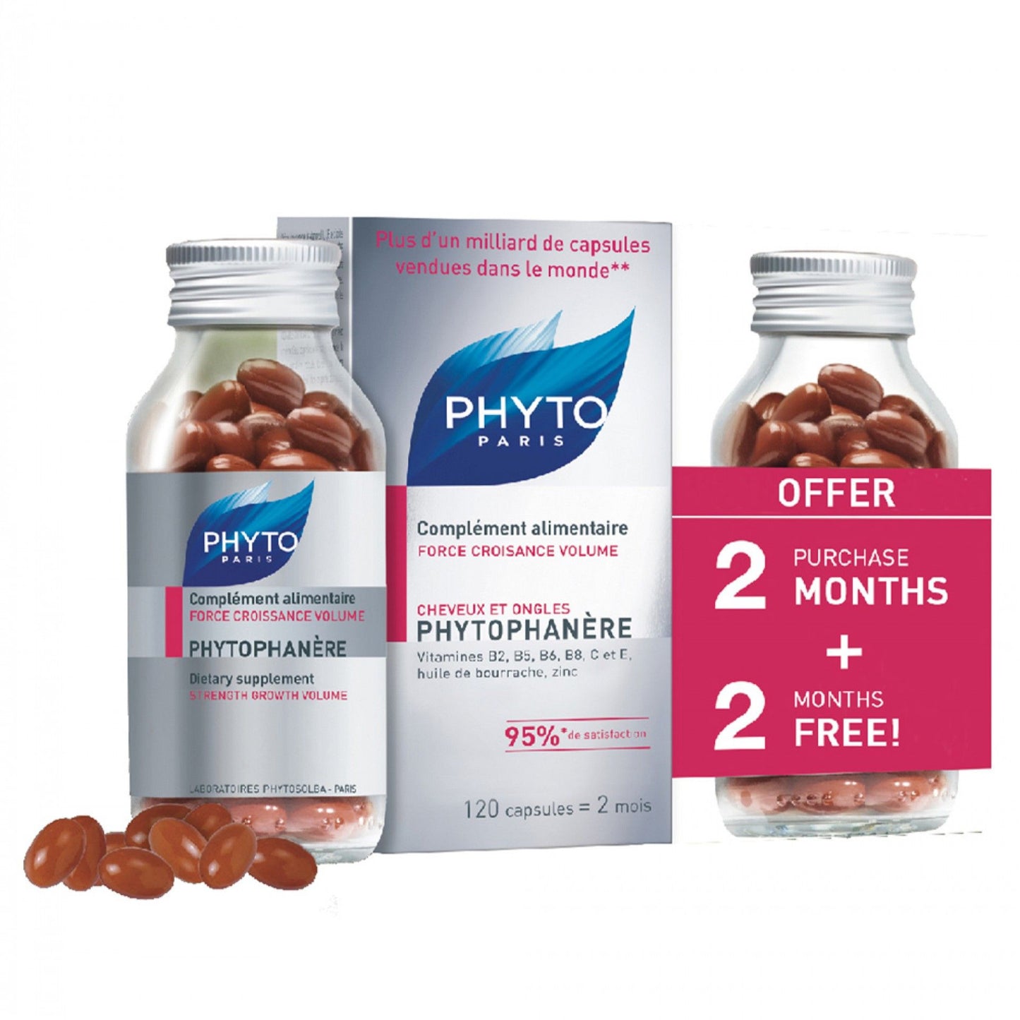 Phyto Phytophanere Hair & Nails Food Supplement Capsules 120 x2