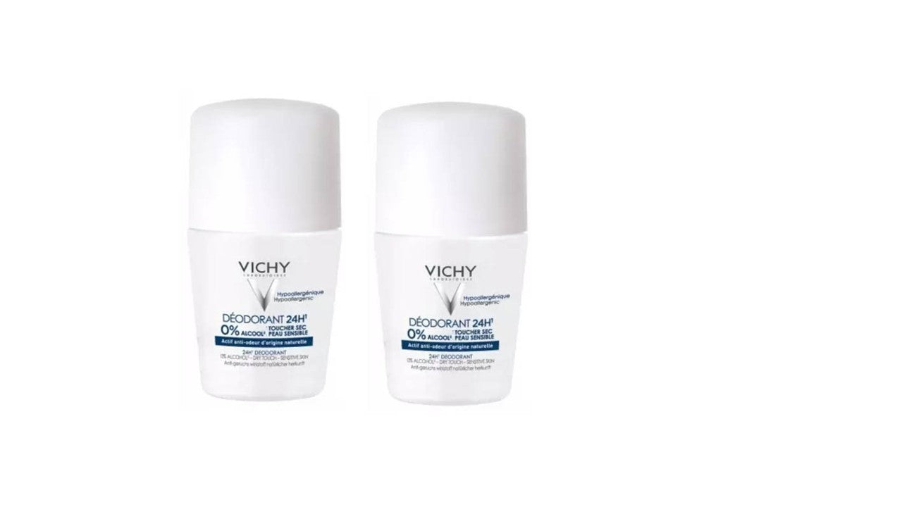 Vichy 24H Dry-Touch Deodorant Roll-On - 50ml (Double Pack) - Healtsy