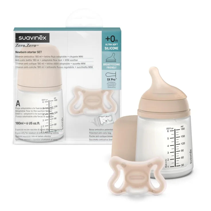 Suavinex Zero Startset Pacifier + Bottle 180ml Light - Healtsy