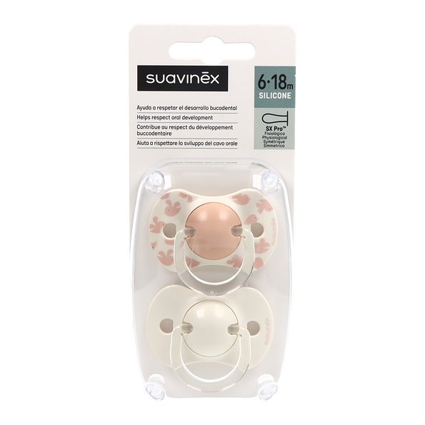 Suavinex Prints Physiological Silicone Pacifier - 6-18M (x2 units) - Healtsy