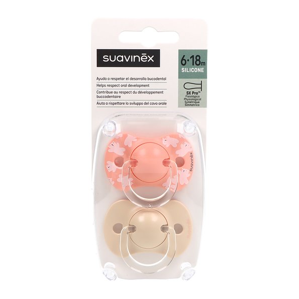 Suavinex Prints Physiological Silicone Pacifier - 6-18M (x2 units) - Healtsy
