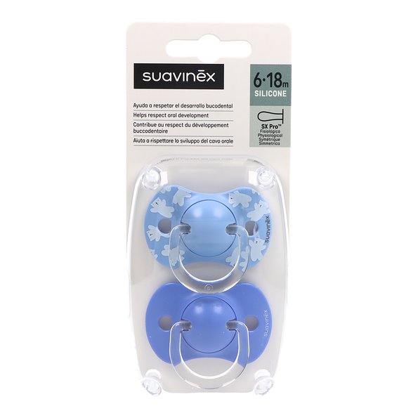 Suavinex Prints Physiological Silicone Pacifier - 6-18M (x2 units) - Healtsy