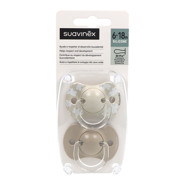 Suavinex Prints Physiological Silicone Pacifier - 6-18M (x2 units) - Healtsy