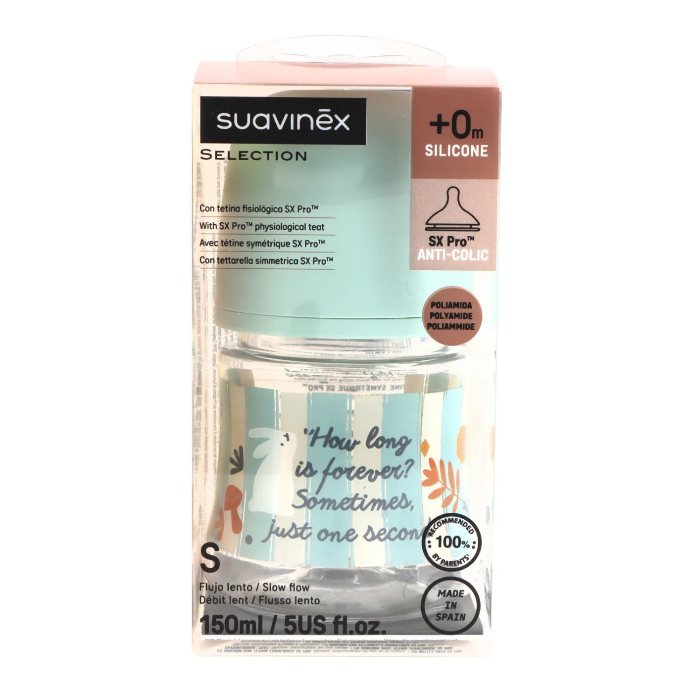 Suavinex Select Wonderland Anti-Colic Silicone Teat Bottle - Slow - 150ml _ +0M - Healtsy