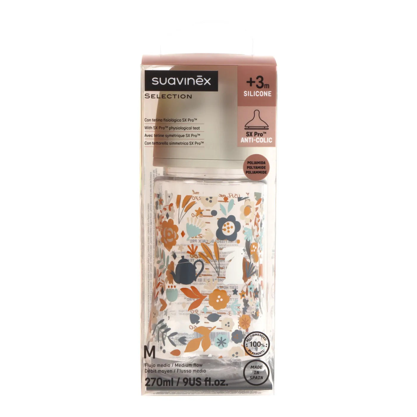Suavinex Select Wonderland Anti-Colic Silicone Teat Bottle - Medium - 270ml _ +3M - Healtsy