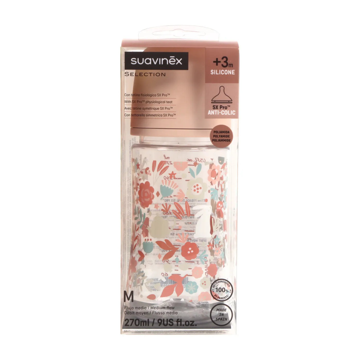 Suavinex Select Wonderland Anti-Colic Silicone Teat Bottle - Medium - 270ml _ +3M - Healtsy