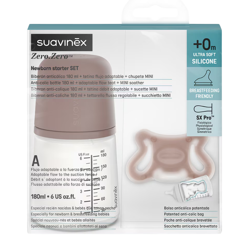 Suavinex Zero Startset Pacifier + Bottle 180ml Deep - Healtsy