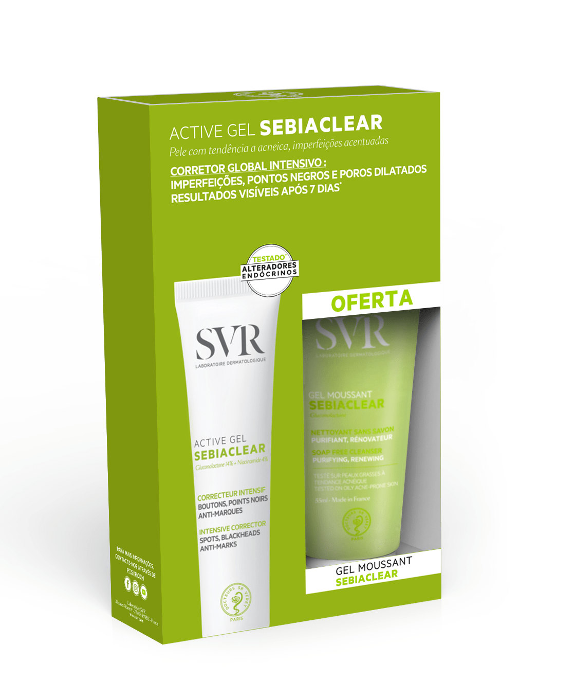 SVR Sebiaclear Active Intensive Correcting Gel - Cream - 40ml + Offer Moussant Cleansing Gel - 55ml – Buy Now at Healtsy
