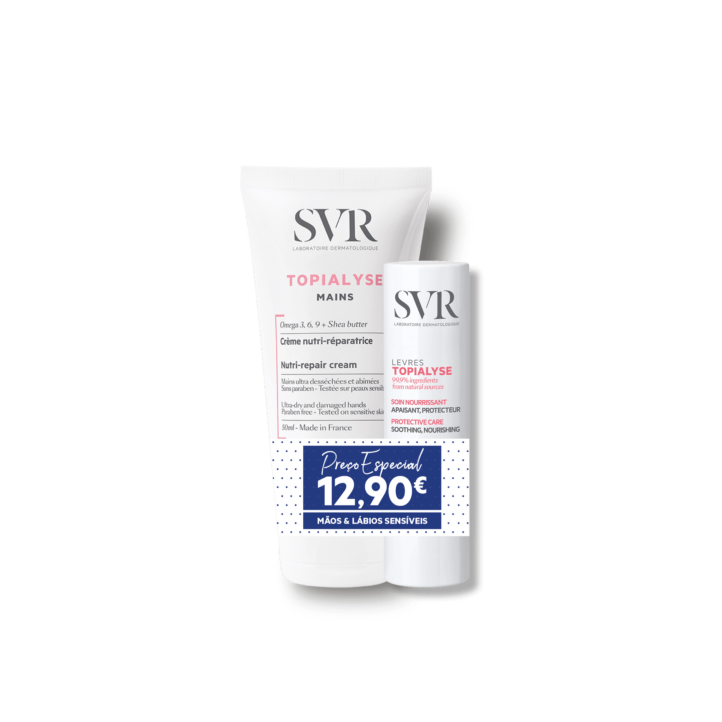 SVR Topialyse Hand Cream - 50ml (x2 units) + Offer of 4 g Lip Stick – Buy Now at Healtsy
