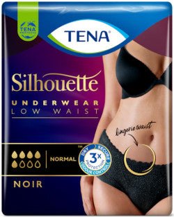 Tena Silhouette Underwear Black _ Size M Low Waist (x10 units) – Buy Now at Healtsy