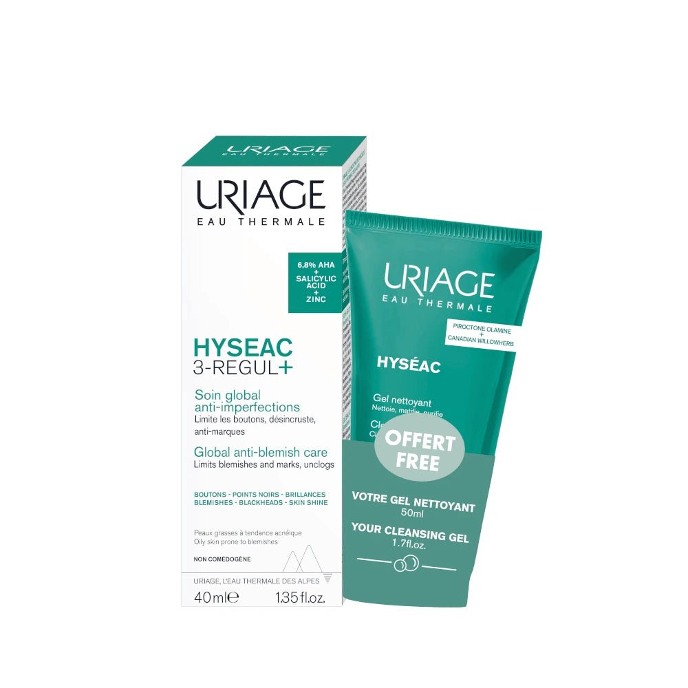 Uriage Hyseac 3 - Regul - 40ml + Cleansing Gel - 50ml – Buy Now at Healtsy