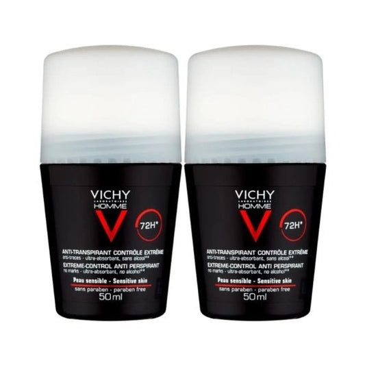 Vichy Homme 72H Deodorant Roll-On - 50ml (Double Pack) - Healtsy