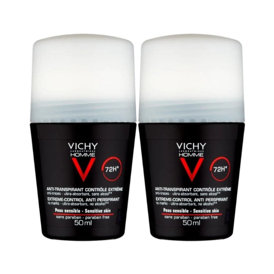 Vichy Homme 72h Antiperspirant Deodorant - 50ml (Double Pack) - Healtsy