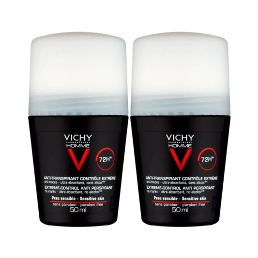 Vichy Homme 72h Antiperspirant Deodorant - 50ml (Double Pack) - Healtsy