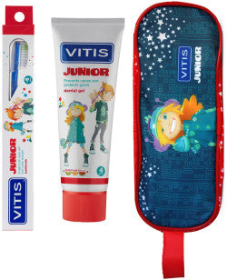 Vitis Junior Toothbrush + Toothpaste Gel - 75ml + Free Case _+6 Years - Healtsy