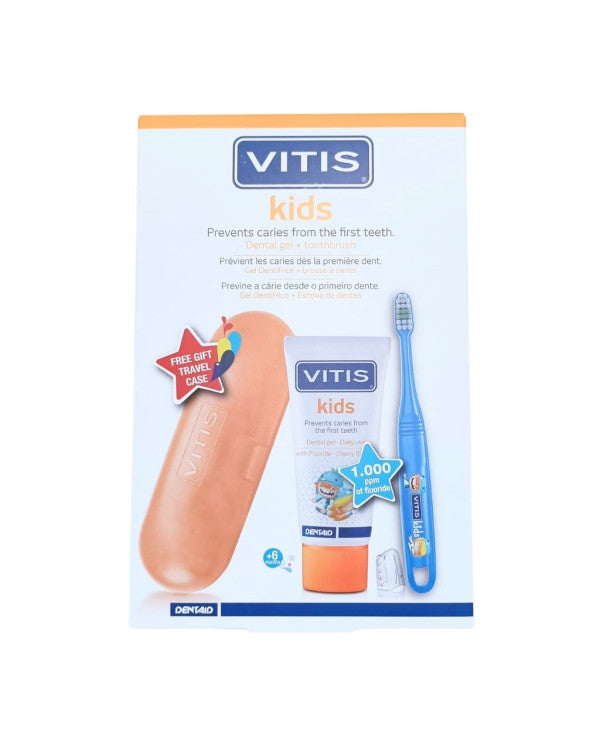 Vitis Kids Toothbrush + Toothpaste - 50ml + Free Case - Healtsy