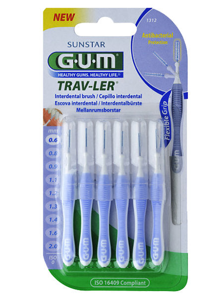 Gum Trav-Ler U-Micro Portable Cylindrical Brush 1312 (x6 units) - Healtsy