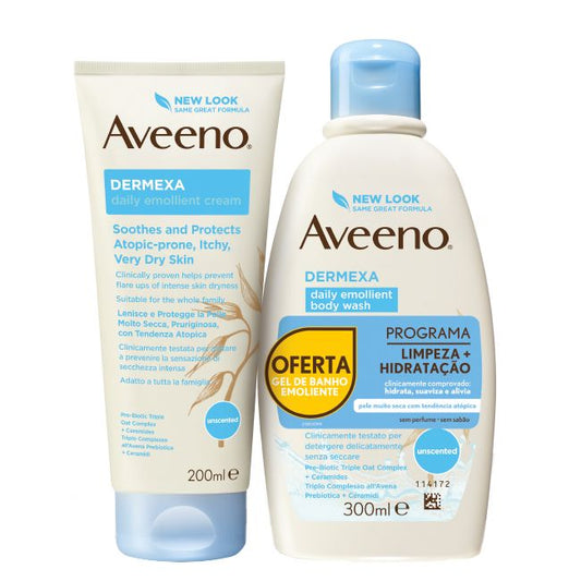 Aveeno Dermexa Emollient Cream - 200ml + Bath Gel Offer -300ml - Healtsy
