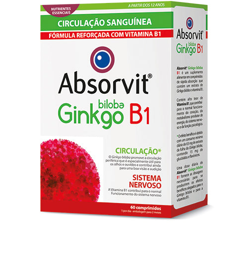 Absorvit Ginkgo + Vitamin B1 Tablets (x60 units) - Healtsy