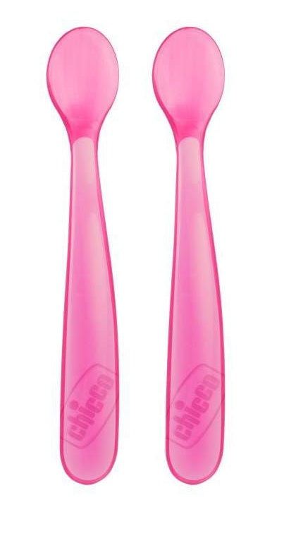 Chicco Silicone Spoon 6m+ Pink (x2pcs) - Healtsy