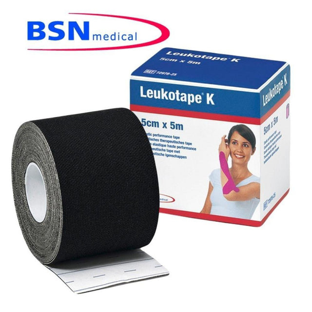 Leukotape K Adhesive Elastic Bandage - 5x5cm (Black) - Healtsy