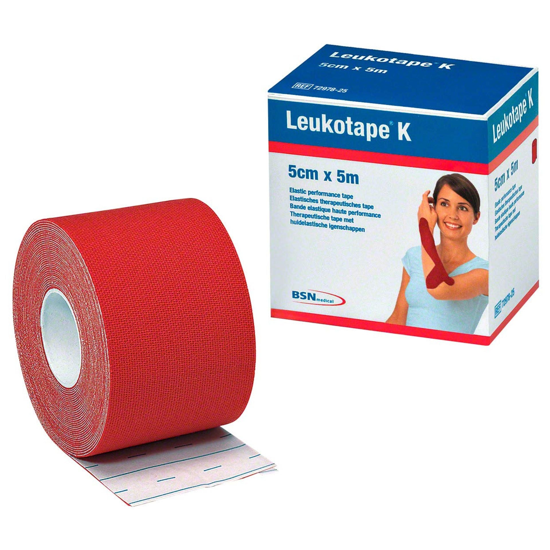 Leukotape K Adhesive Elastic Bandage - 5x5cm (Red) - Healtsy