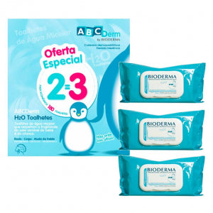 Abcderm Bioderma H2O Toalhetes (x60 unidades)  PACK 2=3 - Healtsy