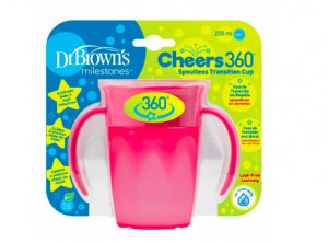 Dr Browns Cheers 360º Cup Without Mouthpiece - 200ml (Pink) 6months + - Healtsy