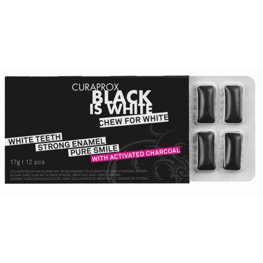 Curaprox Black & White Chewing Gum (x12 units) - Healtsy