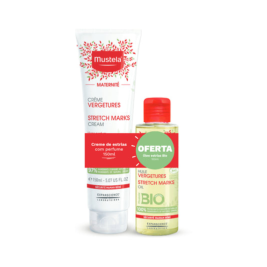 Mustela Maternidade Stretch Marks Cream 3 in 1 - 150ml + Offer Stretch Oil without perfume - 105ml - Healtsy