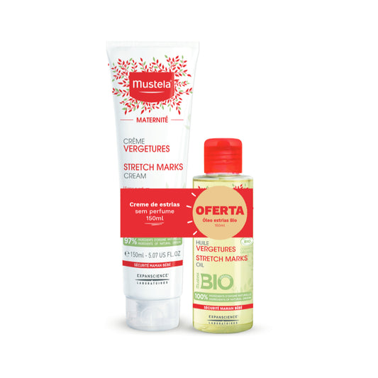 Mustela Maternity Stretch Cream 3 in 1 action without perfume - 150ml + Offer Stretch Oil without perfume - 105ml - Healtsy