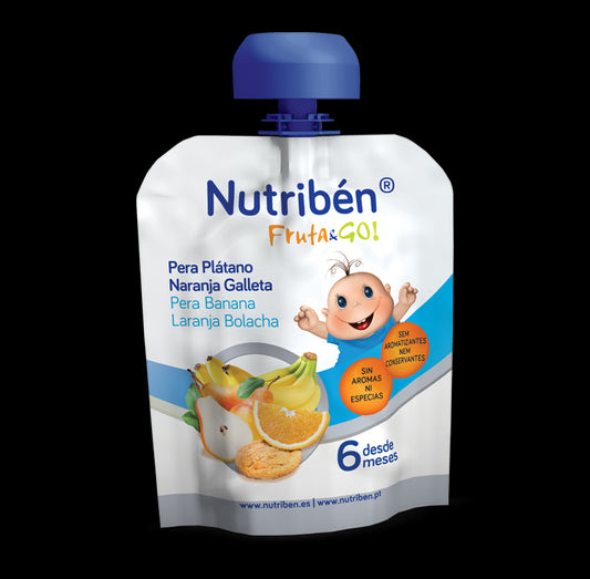 Nutriben Fruit Go Pure_ Pear/Banana/Orange/Cookie - 90g - Healtsy