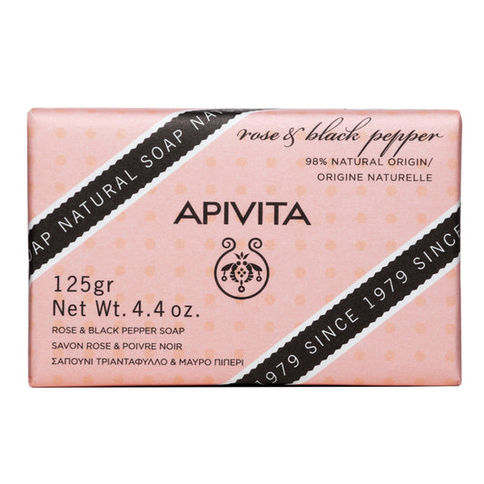 Apivita Body Soap Rose & Black Pepper - 125g - Healtsy
