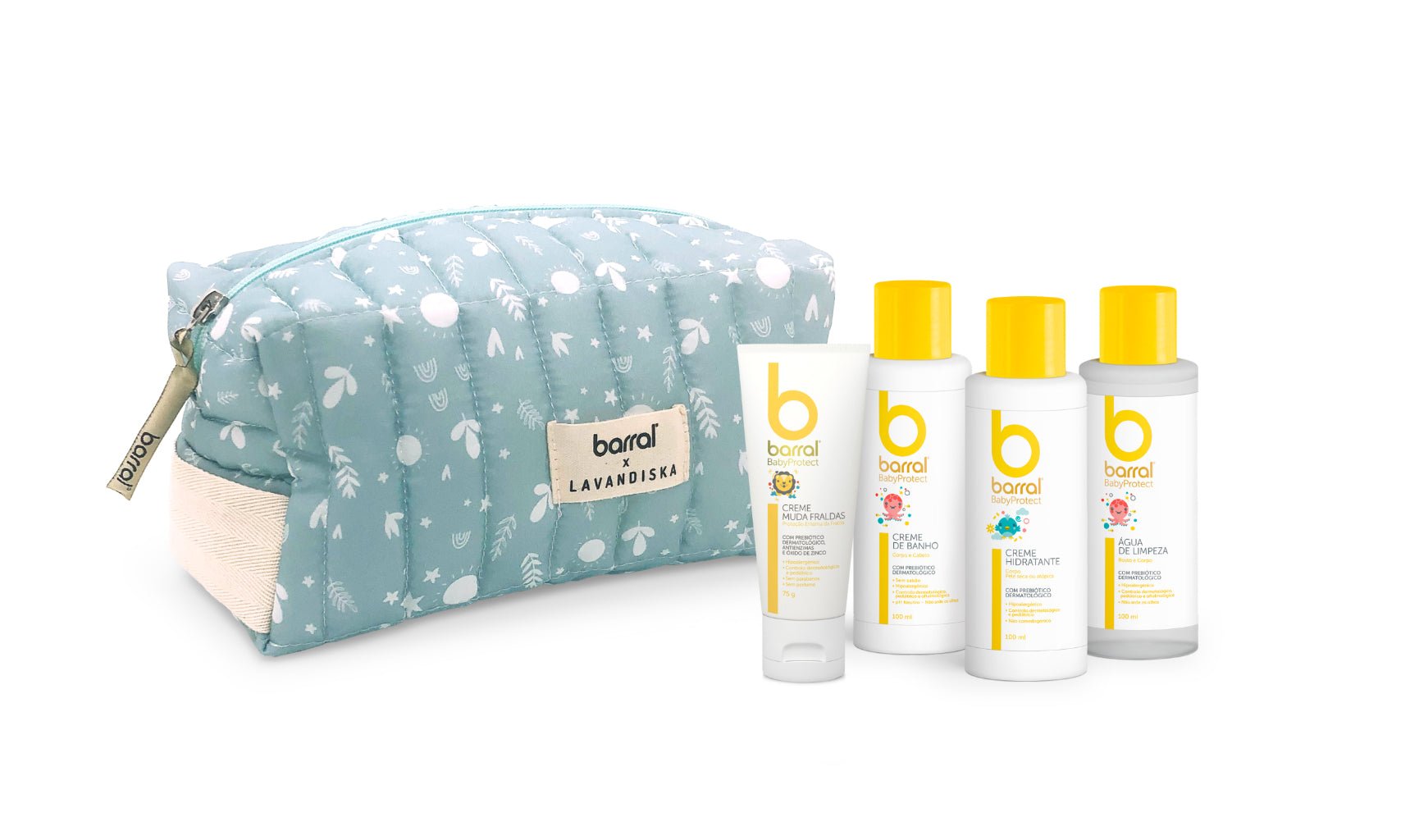 Barral BabyProtect Travel Kit Cleaning Water + Bath Cream + Moisturizing Cream + Diaper Change Cream + Bag – Buy Now at Healtsy