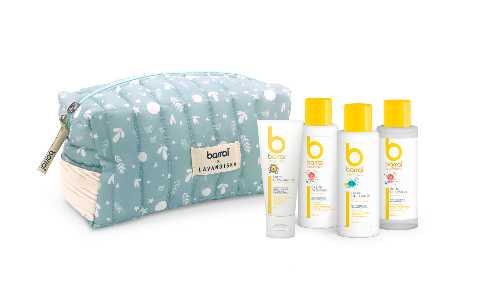 Barral BabyProtect Travel Kit Cleaning Water + Bath Cream + Moisturizing Cream + Diaper Change Cream + Bag - Healtsy