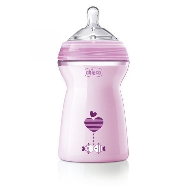 Chicco NaturalFeeling_Silicone_Girl_6M+ Baby Bottle - 330ml - Healtsy