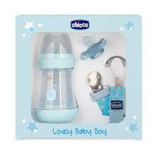 Chicco Lovely Baby Boy Perfect 5 Bottle w/ Teat_0M+_Slow_ Plastic|Blue Silicone - 150ml + PhysioForma Mini Soft Pacifier_ 0-2M_ Blue Silicone + Fashion Clip - Healtsy