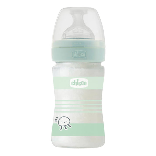 Chicco Well Being Glass Bottle_Green_Slow - 150ml - Healtsy