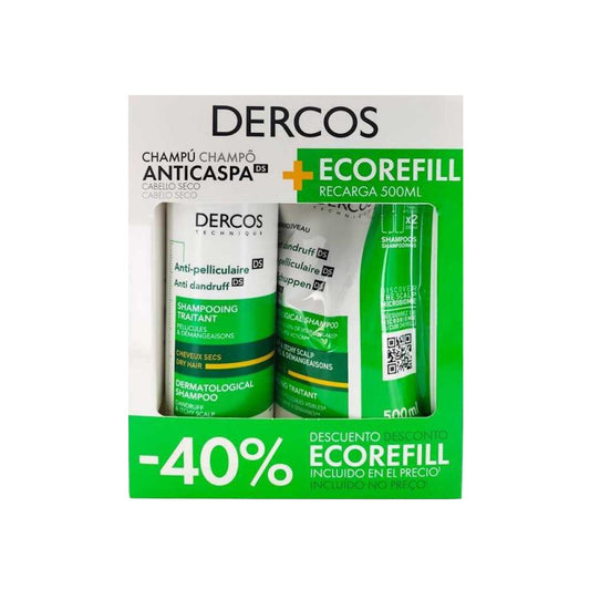 Dercos Dry Dandruff Shampoo (Pack 400ml + Refill 500ml) - Healtsy