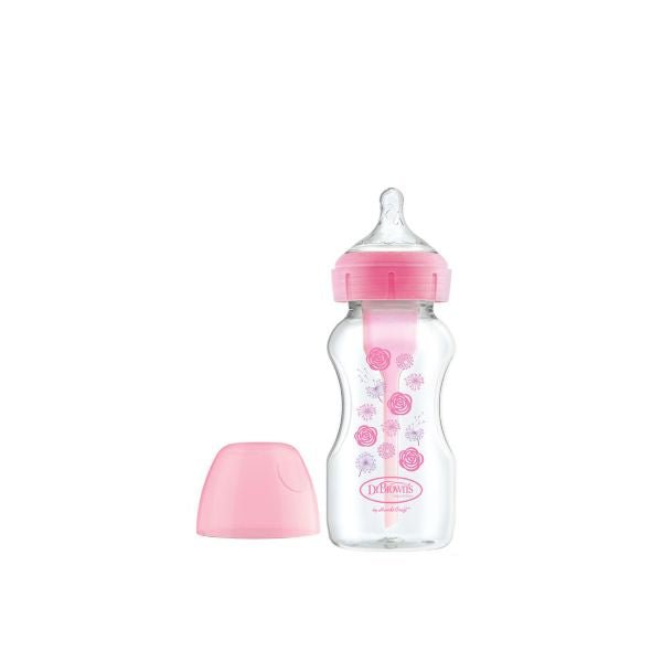 Dr Browns Option Plus Baby Bottle_ Wide_Silicone Teat_ PINK - 270ml – Buy Now at Healtsy