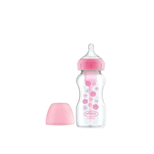 Dr Browns Option Plus Baby Bottle_  Wide_Silicone Teat_ PINK - 270ml - Healtsy